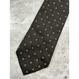 BOSS Necktie Men One Size Brown Geometric Silk Made in‎ Italy